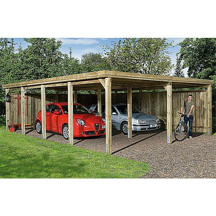 Weka Carport Optima Duo8,02 x 6,03 m, Einfahrtshöhe: 2,15 m, Schneelast: 125 kg/m² Front View