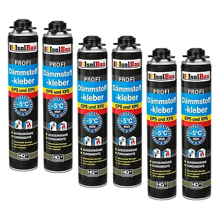 IsolBau  Klebeschaum Profi Dämmstoffkleber 6 x 750 ml