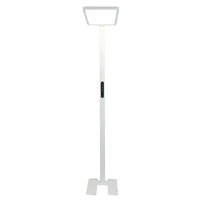 Enovalite LED-Stehleuchte - 150 W, Höhe: 199 cm, Weiß, Neutralweiß - Weiße Stehlampe mit rechteckiger LED-Lichtfläche, zentralem Bedienfeld am Stiel und stabiler H-förmiger Basis.
