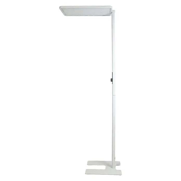 Enovalite LED-Stehleuchte - 150 W, Höhe: 199 cm, Weiß, Neutralweiß - Weiße Stehlampe mit rechteckigem LED-Panel, schlankem Ständer und H-förmigem Fuß.