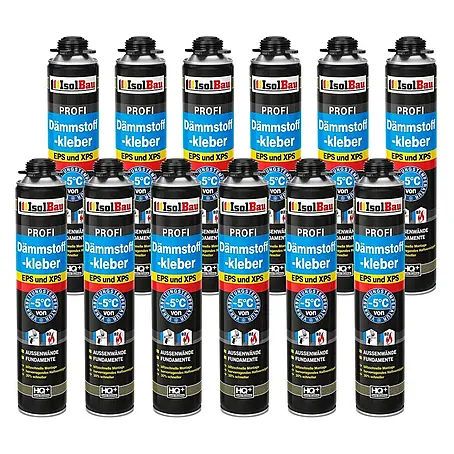 IsolBau  Klebeschaum Profi Dämmstoffkleber 12 x 750 ml