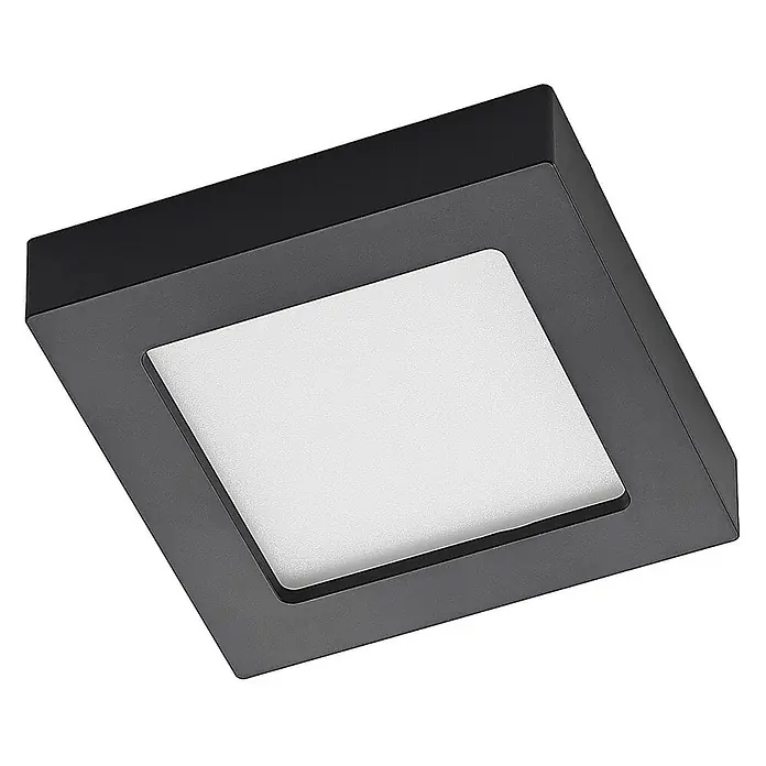 Prios Deckenleuchte Alette - L x B x H: 17,2 x 17,2 x 3,45 cm, schwarz - Quadratische schwarze Aufputz-LED-Leuchte mit weißem Diffusor.