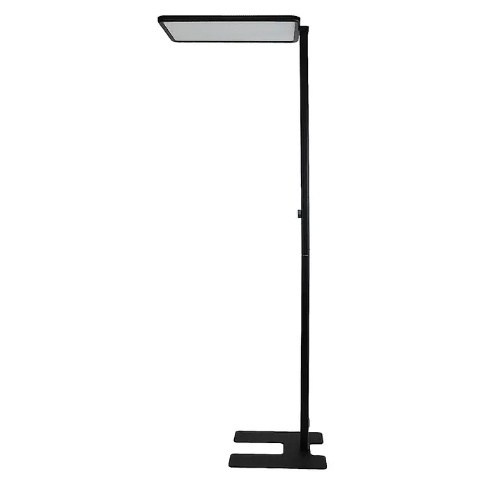 Enovalite LED-Stehleuchte - 150 W, Höhe: 199 cm, Schwarz, Neutralweiß - Schwarze Stehleuchte mit rechteckigem LED-Leuchtkopf und H-förmigem Standfuß.