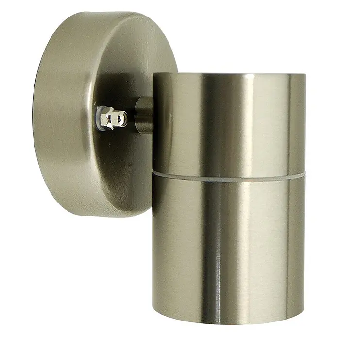 DAPO Außenwandleuchte Bornholm, Silber, Edelstahl, GU10, IP44 -  - Wandleuchte aus gebürstetem Nickel mit zylindrischem Leuchtenkopf.