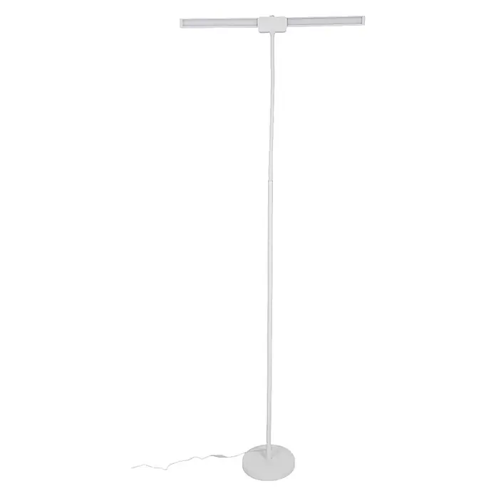Luxula LED-Stehleuchte - 24 W, Höhe: 163 cm, Weiß - Weiße Stehlampe mit horizontaler T-förmiger Lichtleiste und rundem Fuß.