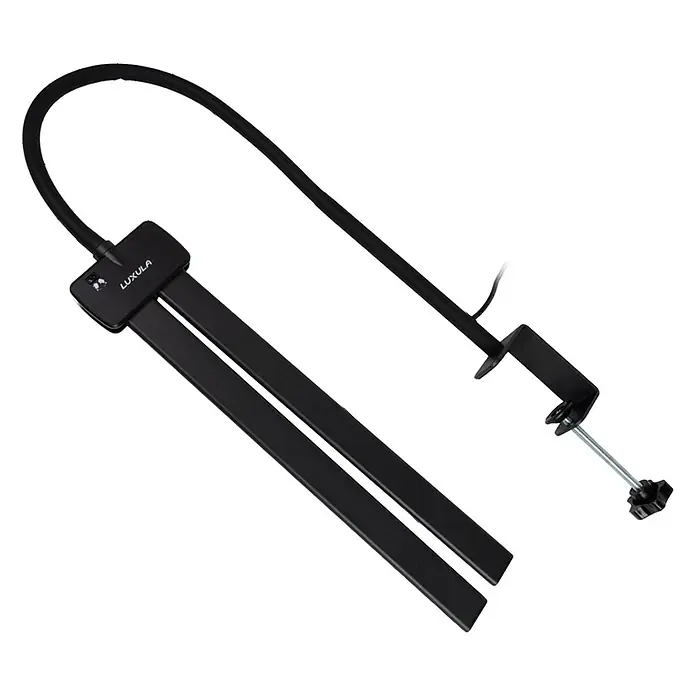 Luxula LED-Klemmleuchte - L x B x H: 80 x 6 x 83 cm, 18 W, Schwarz - Schwarze Klemm-Schreibtischlampe mit flexiblem Schwanenhals und flachem LED-Doppelbalkenkopf.