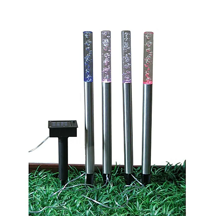 Globo Solarleuchten-Set Luftblasen - 0,28 W, Silber, Schwarz, IP44 - Solarbetriebene Gartenleuchten mit farbwechselnden LED-Blasenstäben, die eine stimmungsvolle Atmosphäre im Garten schaffen.