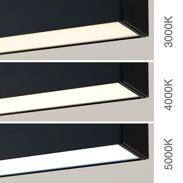 Orion Leuchten Pendelleuchte - L x B x H: 113 x 6,5 x 8,8 cm, Sonstige - Schwarze lineare LED-Leuchte zeigt Farbtemperaturen: 3000K (warmweiß), 4000K (neutralweiß), 5000K (kaltweiß).