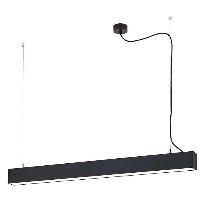 Orion Leuchten Pendelleuchte - L x B x H: 113 x 6,5 x 8,8 cm, Sonstige - Schwarze lineare Pendelleuchte mit integrierter LED, an dünnen Drähten aufgehängt.