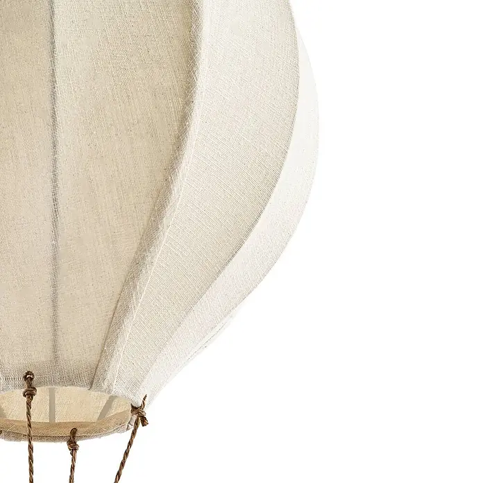 Lindby Pendelleuchte in beige, holz, Hängelampe -  - Beige Stoff-Heißluftballon Hängedekoration mit vertikalen Paneelen und Seilen.