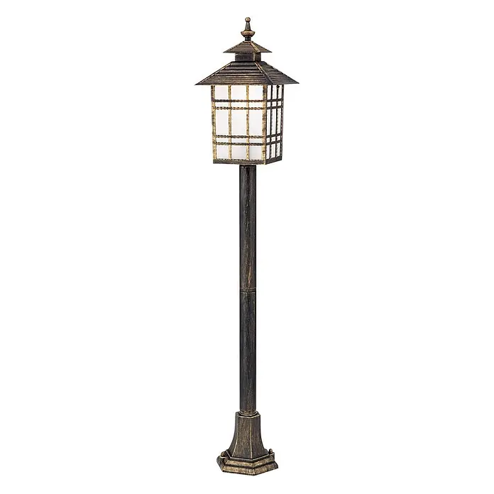 Orion Leuchten Außenlaterne Kiko - 60 W, Farbe Gehäuse: Bronze, Ohne Leuchtmittel - Traditionelle bronzefarbene Außenstehleuchte mit Laternenkopf und sechseckigem Sockel.