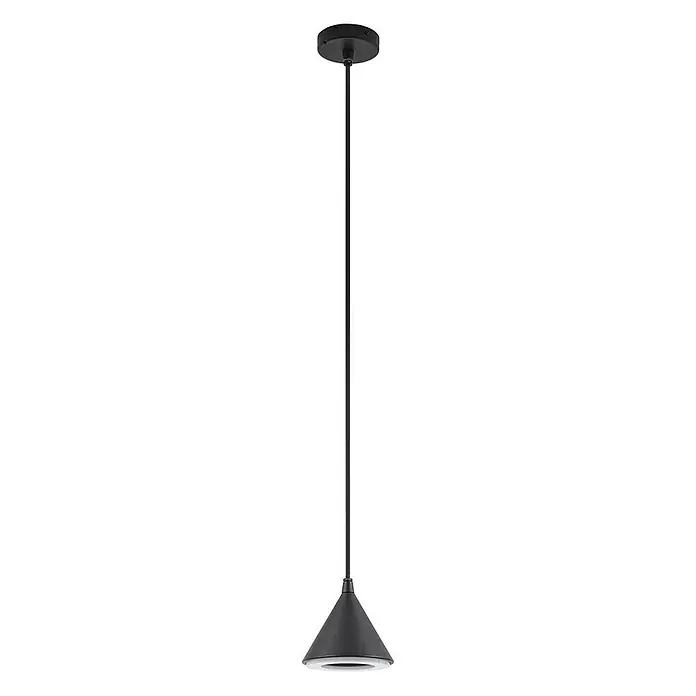 Lindby Außenwand- & Deckenleuchte Soran - L x B x H: 15 x 15 x 14,1 cm, schwarz, schwarz, IP44 - Schwarze moderne Pendelleuchte mit konischem Schirm und gerader Stange, ideal für moderne Räume.