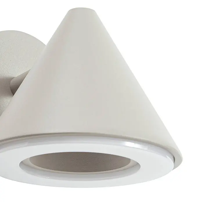 Lindby Außenwandleuchte Soran - alu / grau / zink, alu / grau / zink, IP44 - Hellgraue kegelförmige Wandleuchte mit mattem Finish und beleuchtetem LED-Ring.