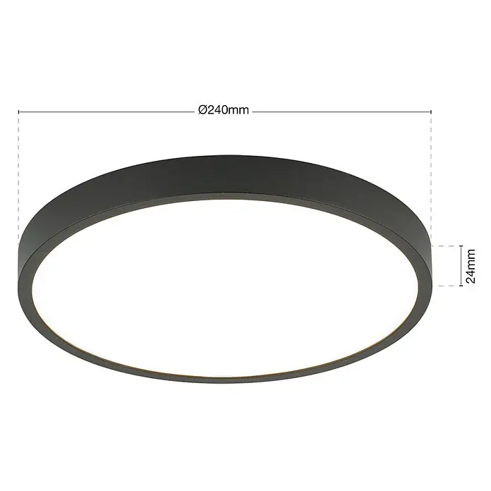 Orion Leuchten LED-Panel rund -  - Schwarze runde LED-Deckenleuchte, Ø240mm, 24mm hoch.
