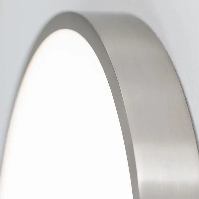 Orion Leuchten LED-Panel rund -  - Runde Wandleuchte mit Rahmen aus gebürstetem Metall und hellem weißen Licht.