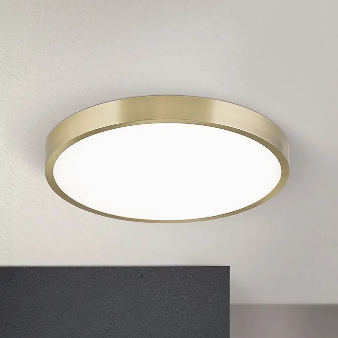 Orion Leuchten LED-Panel rund -  - Runde messingfarbene LED-Deckenleuchte mit weißem Diffusor.