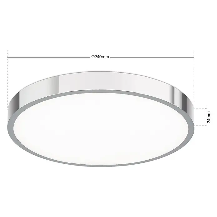 Orion Leuchten LED-Panel rund -  - Runde LED-Deckenleuchte mit poliertem Chromrand und weißem Diffusor, Ø240mm x 24mm.