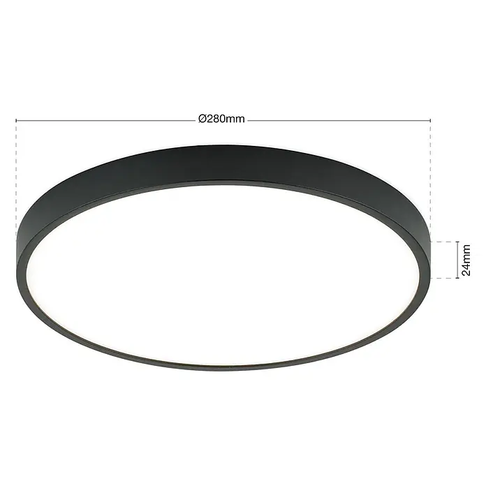 Orion Leuchten LED-Panel rund -  - Schwarze runde LED-Leuchte. Durchmesser 280mm, Höhe 24mm.