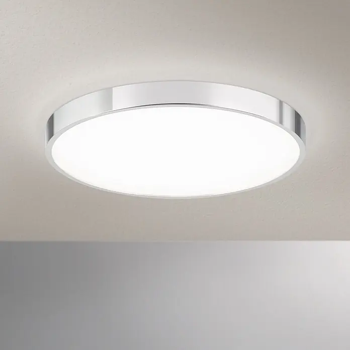 Orion Leuchten LED-Panel rund -  - Runde, flache LED-Deckenleuchte mit verchromtem Rahmen, beleuchtet.