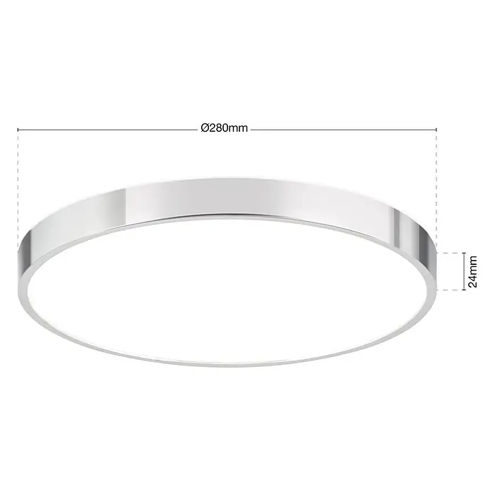 Orion Leuchten LED-Panel rund -  - Runde LED-Deckenleuchte mit schlankem, silberfarbenem Rahmen und weißem Diffusor.
