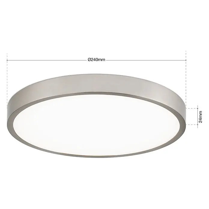 Orion Leuchten LED-Panel rund -  - Runde LED-Deckenleuchte aus gebürstetem Metall mit leuchtendem Diffusor, Ø240mm.