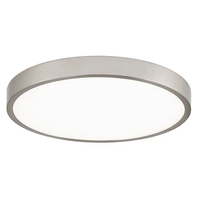 Orion Leuchten LED-Panel rund -  - Runde LED-Deckenleuchte mit gebürstetem Metallrahmen und weißem Leuchtdiffusor.