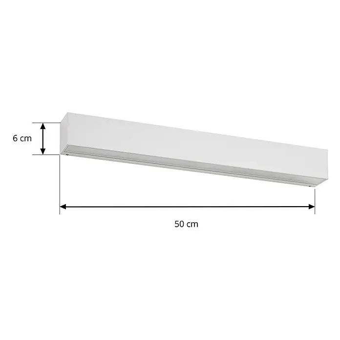 Lucande Außenwandleuchte Lengo - weiß / opal, IP65 - Weißes, rechteckiges LED-Leuchtband, 50 cm lang und 6 cm hoch.