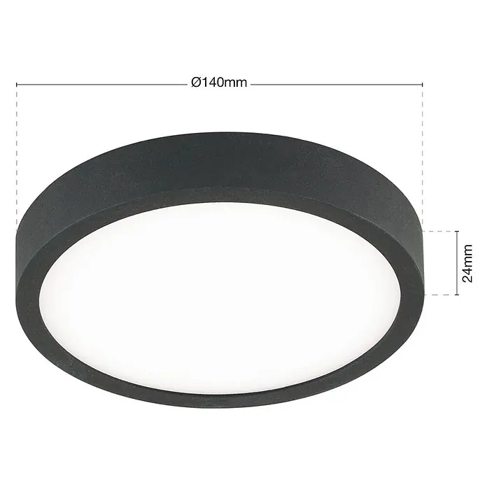 Orion Leuchten LED-Panel rund -  - Runde, dunkelgraue LED-Deckenleuchte mit weißem Diffusor, Ø140mm, Höhe 24mm.