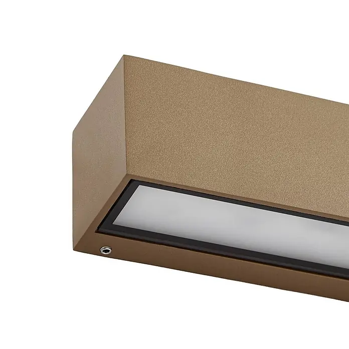 Lucande Außenwandleuchte Lengo - 6 x 50 x 6 cm, braun / rost, IP65 - Rechteckige, strukturierte bronzefarbene LED-Wandleuchte mit weißem Diffusor.