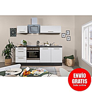 Respekta Premium Composición de cocina Amanda (Ancho: 210 cm, Roble/Blanco, Con electrodomésticos)
