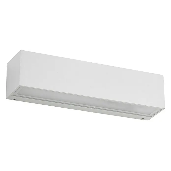 Lucande Außenwandleuchte Lengo - 6 x 25 x 6 cm, weiß / opal, IP65 - Weiße, rechteckige Aufbauleuchte mit mattierter Diffusorscheibe an der Unterseite.