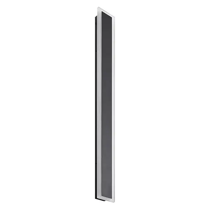 Lucande LED Wandleuchte aussen in schwarz, Aussenlampe Wand -  - Lineare Wandleuchte mit schwarzem Rücken, mattweißem Diffusor und dunkelgrauer Einlage.