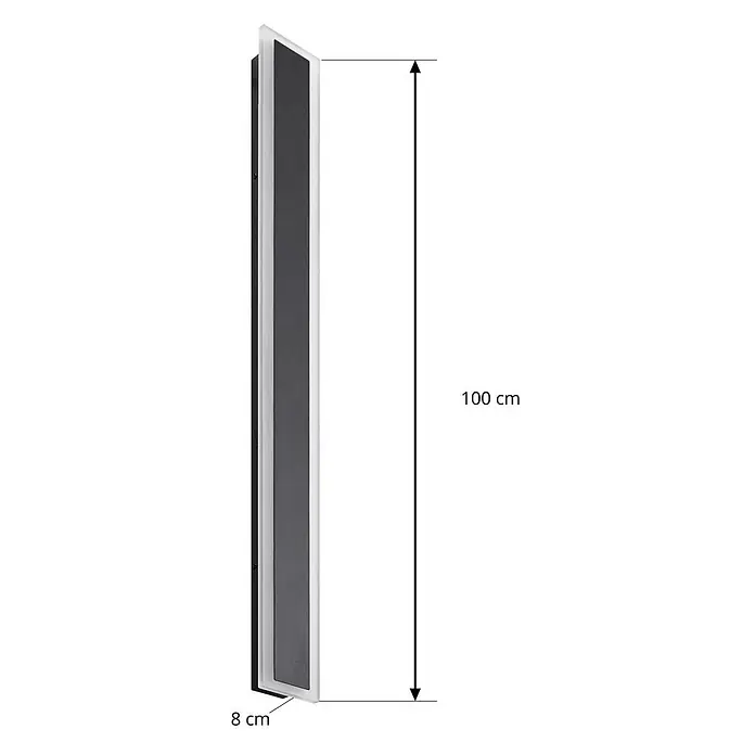 Lucande LED Wandleuchte aussen in schwarz, Aussenlampe Wand -  - Hohe, rechteckige schwarze LED-Wandleuchte mit weißem Diffusor, 100 cm hoch und 8 cm tief.