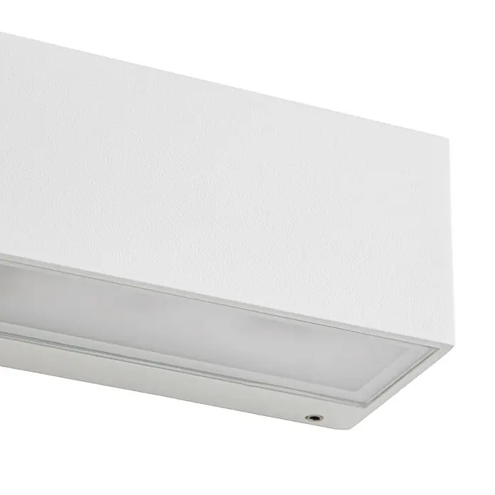 Lucande Außenwandleuchte Lengo - 6 x 25 x 6 cm, weiß / opal, IP65 - Weißes, strukturiertes, rechteckiges Leuchtmittel mit diffuser Lichtplatte.