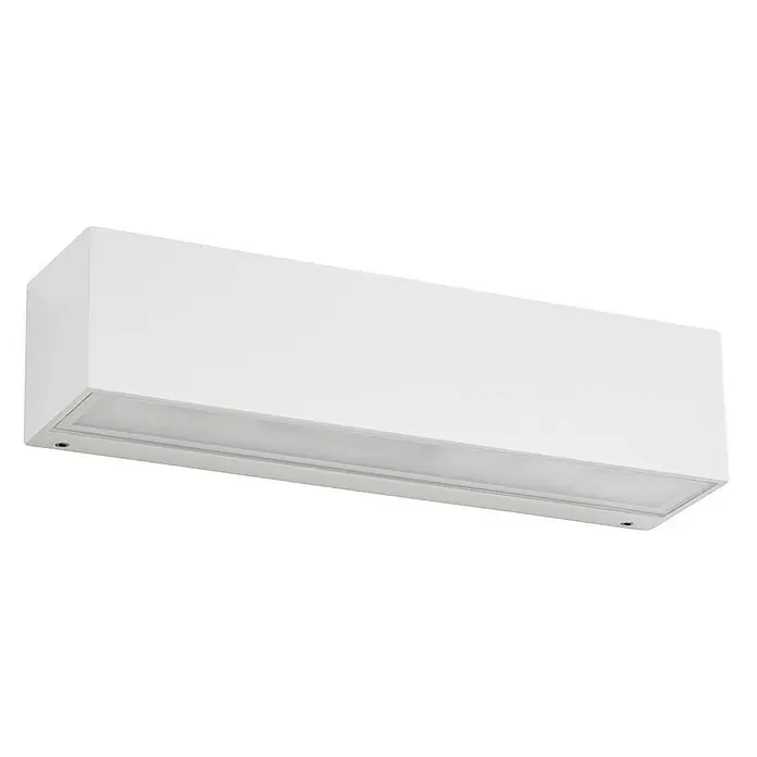 Lucande Außenwandleuchte Lengo - 6 x 25 x 6 cm, weiß / opal, IP65 - Weißes rechteckiges LED-Wandlicht mit mattierter Diffusorplatte an der Unterseite.