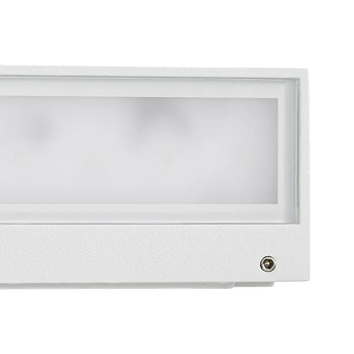 Lucande Außenwandleuchte Lengo - 6 x 25 x 6 cm, weiß / opal, IP65 - Weiße, rechteckige LED-Leuchte mit mattierter Abdeckung und sichtbarer Schraube.