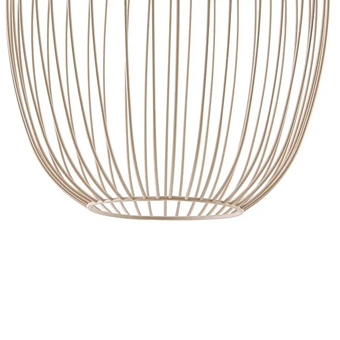 Lucande LED Hängelampe außen in beige, weiß, Pendelleuchte aussen -  - Beige Drahtschale mit offenem, vertikalem Design.