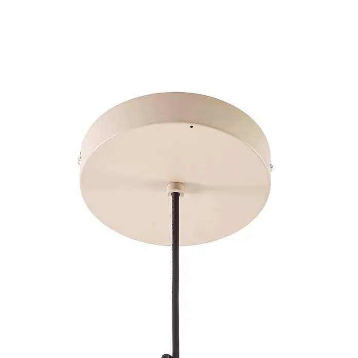 Lucande LED Hängelampe außen in beige, weiß, Pendelleuchte aussen -  - Creme-farbene Deckenrosette aus Metall mit zentralem Kabelauslass für Pendelleuchte.