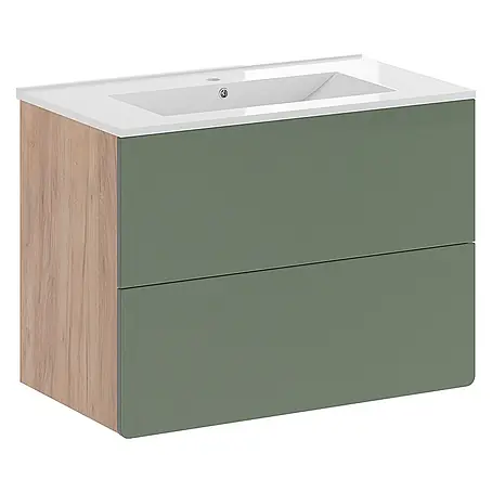 Vicco  Badmöbel-Set Izan Goldkraft Eiche/Grün 2-teilig