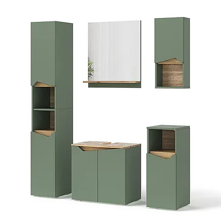 Vicco  Badmöbel-Set Marelle Grün/Artisan 5 Teile