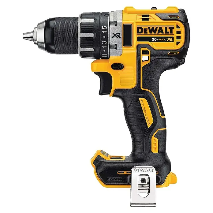 DeWalt Akku-Bohrschrauber DCD791D2-QW - 18 V, 2 Akkus, 2 Ah, 70 Nm - Gelbe und schwarze DeWalt 20V MAX XR bürstenlose Akkubohrmaschine mit Gürtelclip.