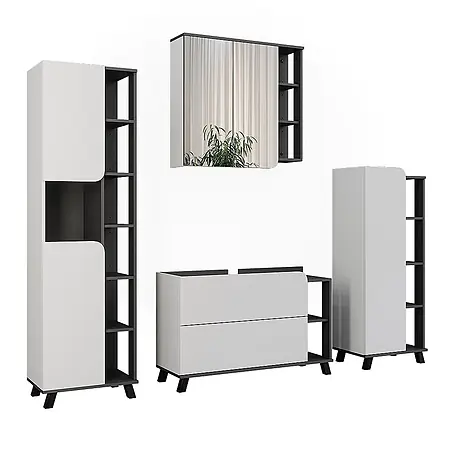 Vicco  Badmöbel-Set Karen Anthrazit/Weiß 4 Teile