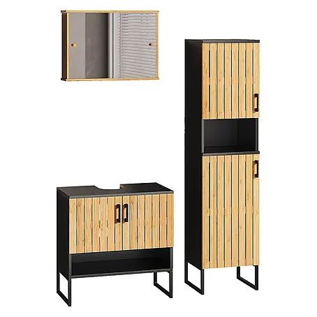Vicco  Badmöbel-Set Vayra Bambus 3 Teile