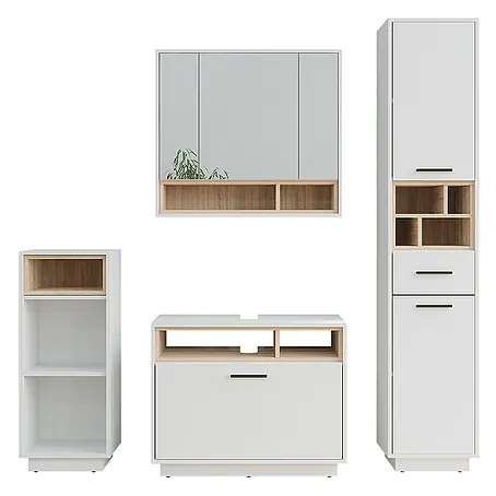 Vicco Badmöbel-Set Beatrice, Weiß/Sonoma 80 cm