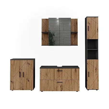 Vicco  Badmöbel-Set Irma Anthrazit/Artisan 4 Teile