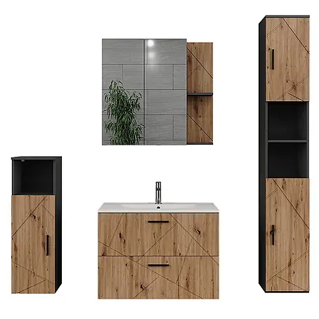 Vicco  Badmöbel-Set Irma Anthrazit/Artisan 5 Teile
