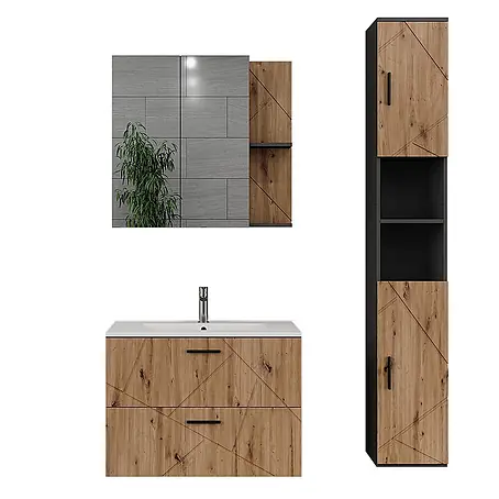 Vicco  Badmöbel-Set Irma Anthrazit/Artisan 4 Teile