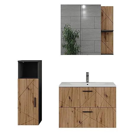 Vicco  Badmöbel-Set Irma Anthrazit/Artisan 4 Teile