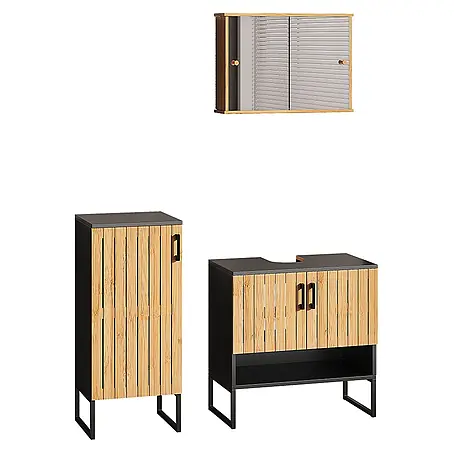 Vicco  Badmöbel-Set Vayra Bambus 3 Teile