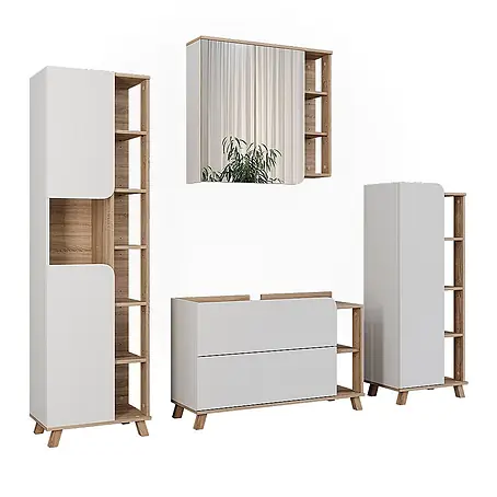 Vicco  Badmöbel-Set Karen Sonoma/Weiß 4 Teile